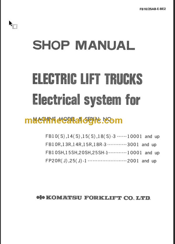 KOMATSU FB10R-13R-14R-15R-18R-3 SHOP MANUAL