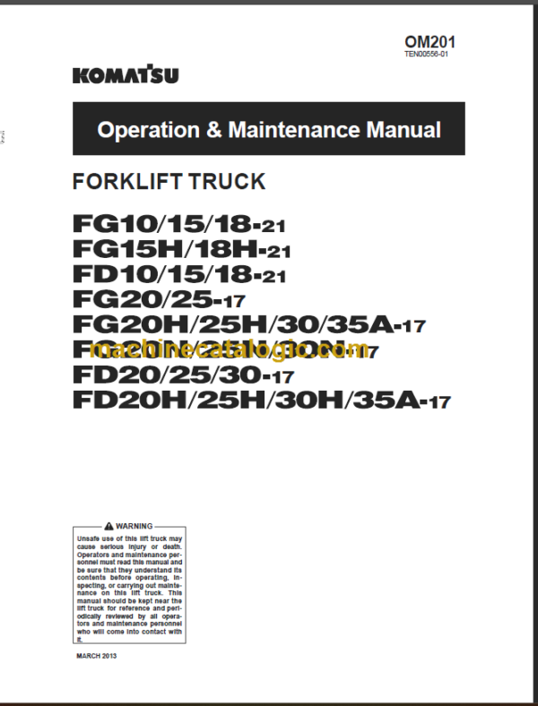 KOMATSU FD10 15 18 OPERATION MANUAL