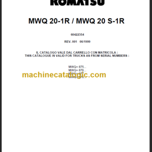 KOMATSU MWQ20-1R MWQ20S-1R PARTS CATALOGUE