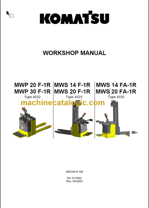 KOMATSU MWS14F-1R MWS20F-1R WORKSHOP MANUAL