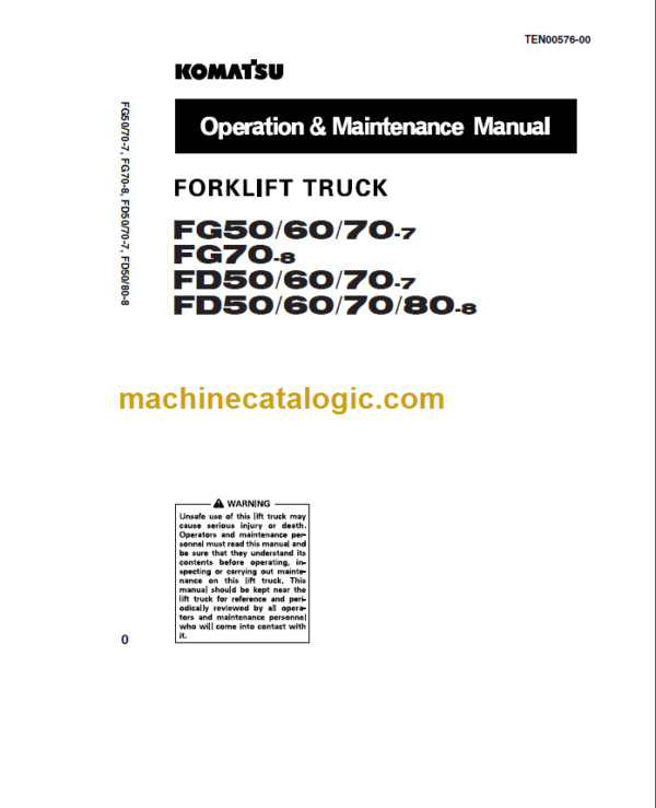 KOMATSU FG50 60 70-7 OPERATION MANUAL