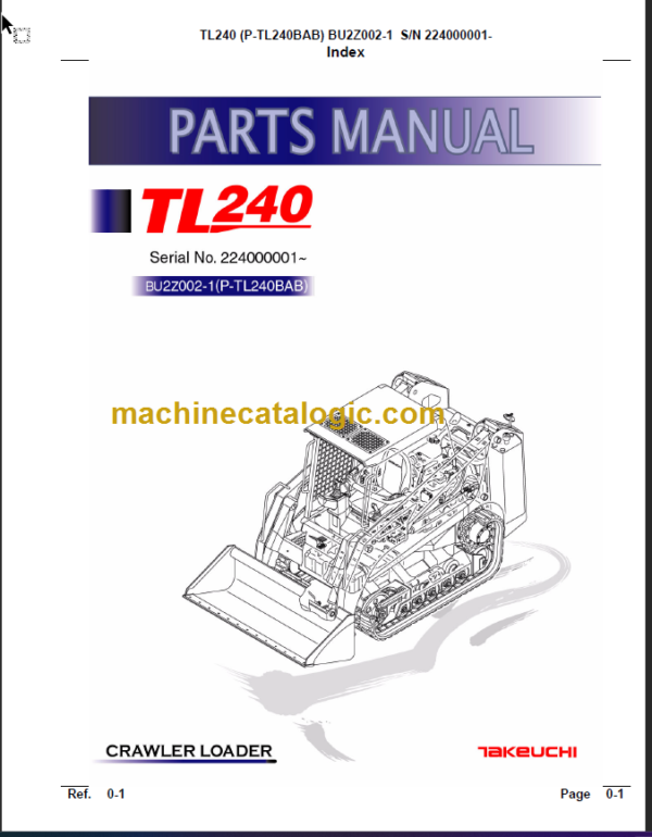 TAKEUCHI TL240 BU2Z002-1 PARTS MANUAL