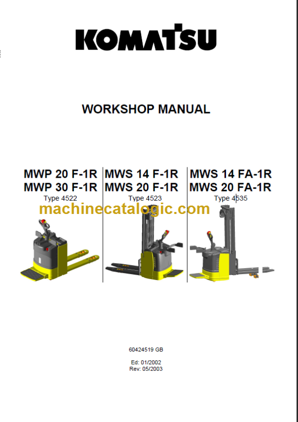 KOMATSU MWS14FA-1R MWS20FA-1R WORKSHOP MANUAL