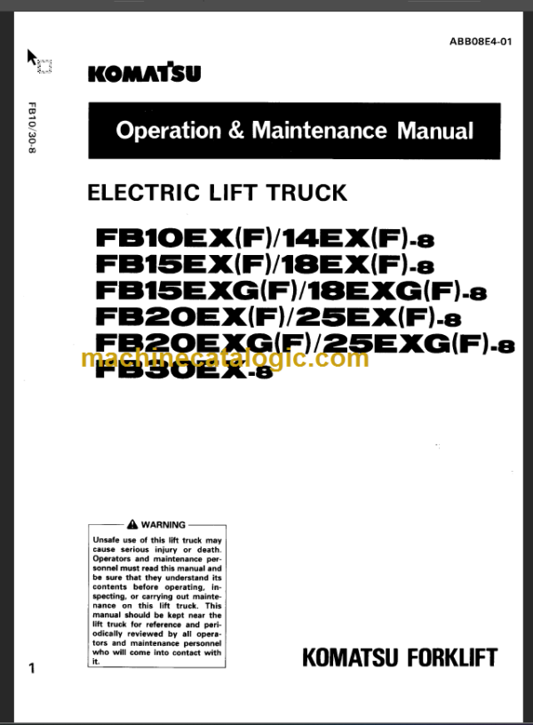 KOMATSU FB10EX 14EX 15EX 18EX OPERATION MANUAL