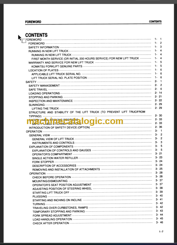 KOMATSU FB10EX 14EX 15EX 18EX OPERATION MANUAL