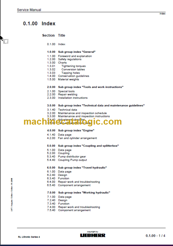 LIEBHERR Pipe Layers Series 4 Service Manual