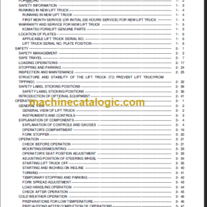 KOMATSU FD15 18-17 OPERATION MANUAL