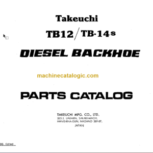 TAKEUCHI TB12-TB14s Compact Excavator Parts Manual