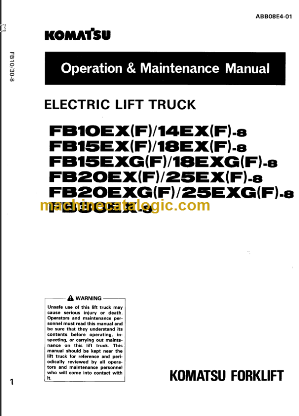 KOMATSU FB20EX 25EX OPERATION MANUAL