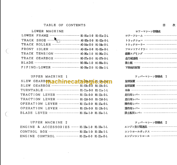TAKEUCHI TB12-TB14s Compact Excavator Parts Manual