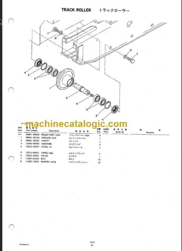 TAKEUCHI TL10 CRAWLER LOADER PARTS MANUAL