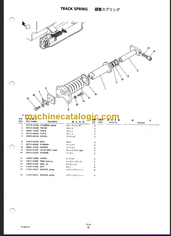 TAKEUCHI TL10 CRAWLER LOADER PARTS MANUAL