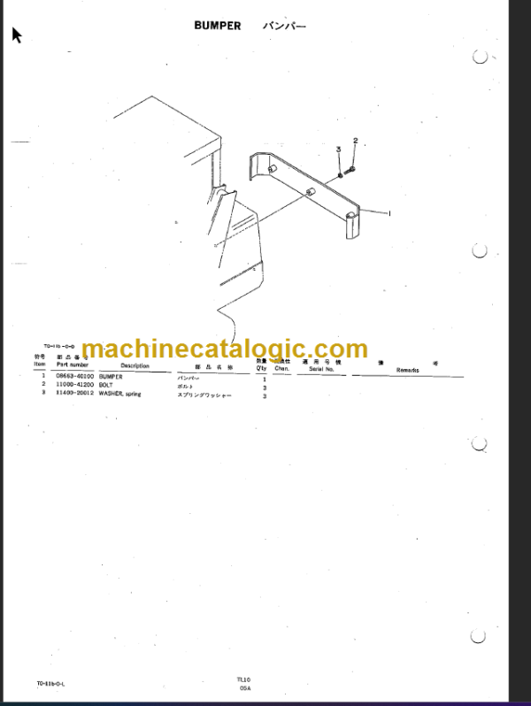 TAKEUCHI TL10 CRAWLER LOADER PARTS MANUAL