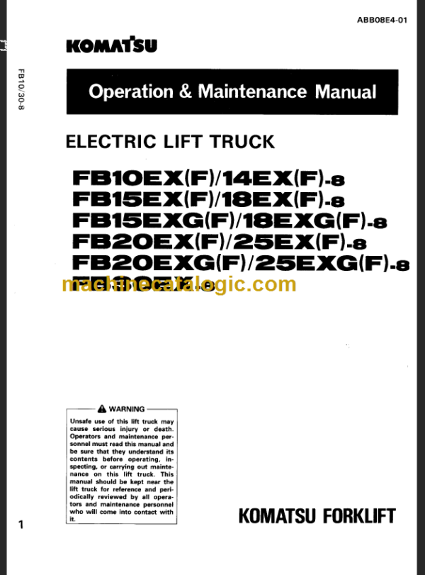 KOMATSU FB30EX-8 OPERATION MANUAL