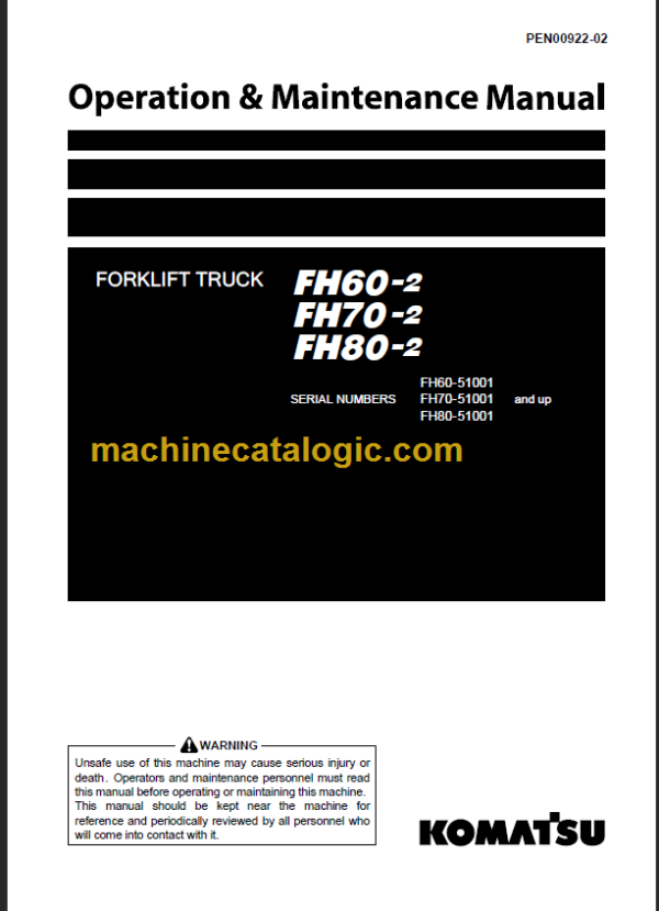 KOMATSU FH60-2 OPERATION MANUAL