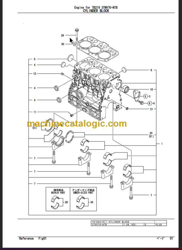 TAKEUCHI TB219 Mini Excavator Parts Manual Engine