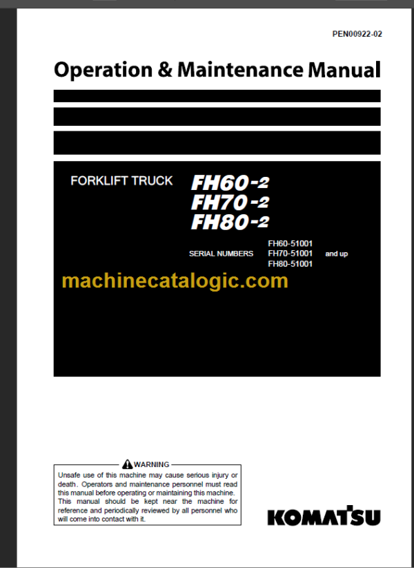 KOMATSU FH70-2 OPERATION MANUAL