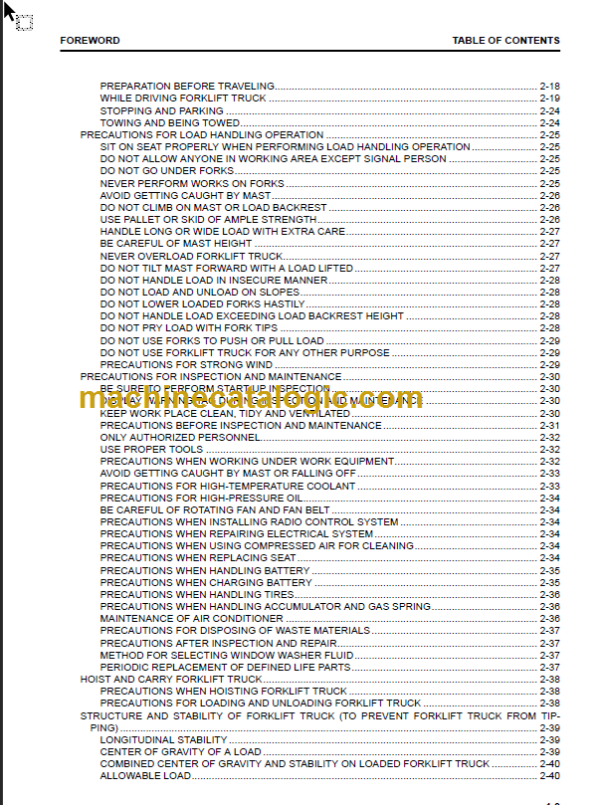 KOMATSU FH70-2 OPERATION MANUAL