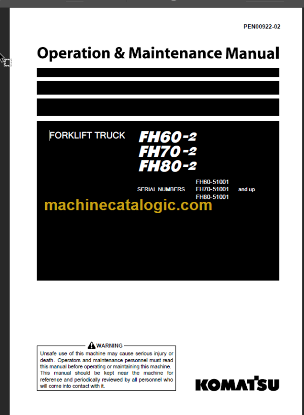 KOMATSU FH80-2 OPERATION MANUAL