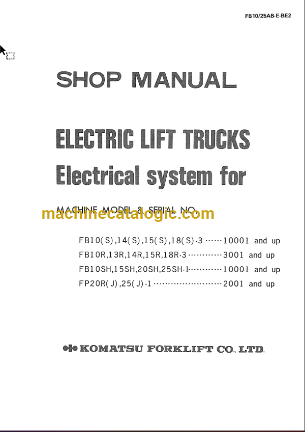 KOMATSU FP20RJ 25J-1 SHOP MANUAL