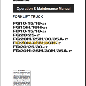 KOMATSU FD20(H) 25(H) 30(H) 35A-17 OPERATION MANUAL