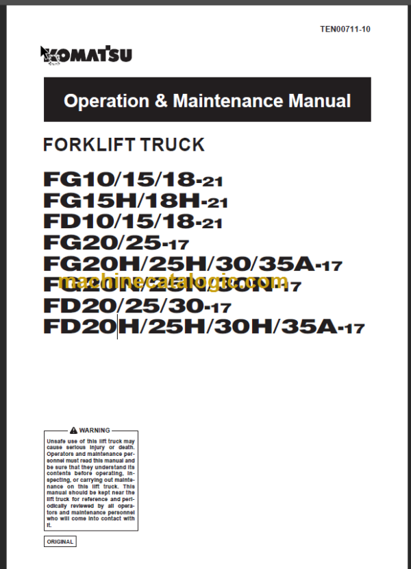 KOMATSU FD20 25 30 35A-17 OPERATION MANUAL