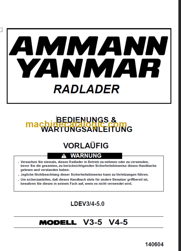 YANMAR V3-5 V4-5 BEDIENUNGS & WARTUNGSANLEITUNG