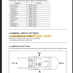 KOMATSU FG10 15(H) 18(H)-21 OPERATION MANUAL