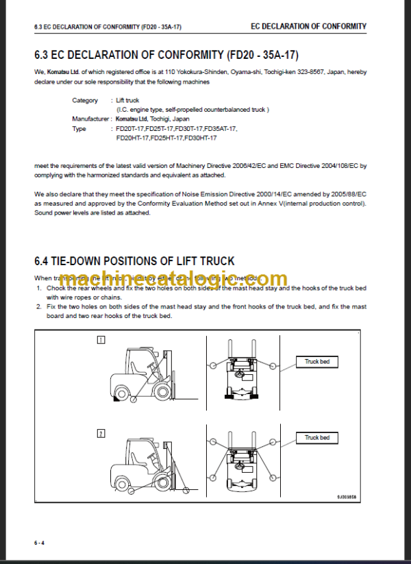 KOMATSU FG10 15(H) 18(H)-21 OPERATION MANUAL