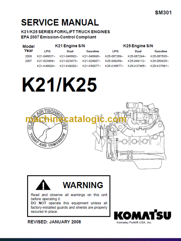 KOMATSU K21-K25 SERVICE MANUAL