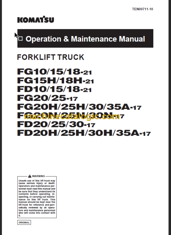 KOMATSU FG20 25 30 35A-17 OPERATION MANUAL