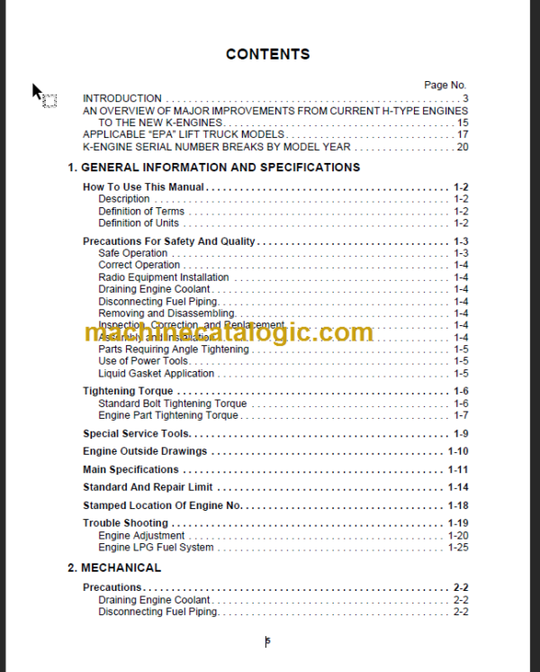 KOMATSU K21-K25 SERVICE MANUAL