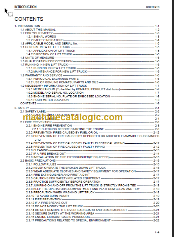 KOMATSU FG20 25 30 35A-17 OPERATION MANUAL