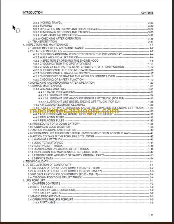 KOMATSU FD20(H) 25(H) 30(H) 35A-17 OPERATION MANUAL