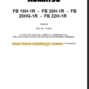 KOMATSU FB18H-1R FB20H-1R PARTS CATALOGUE