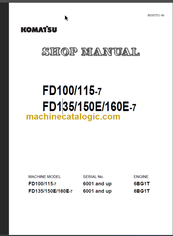 KOMATSU FD100 115-7 SHOP MANUAL