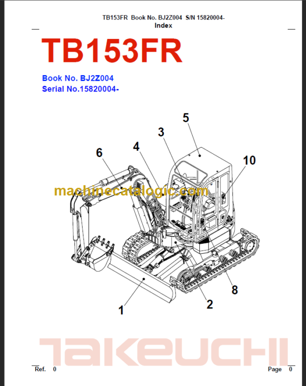 TAKEUCHI TB153FR Compact Excavator Parts Manual