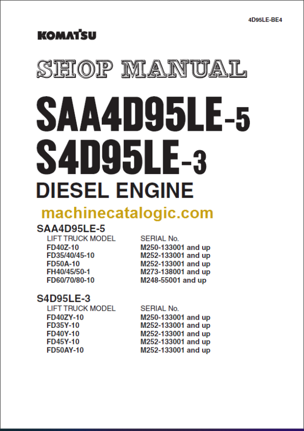 KOMATSU SAA4D95LE-5 S4D95LE-3 SHOP MANUAL