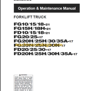 KOMATSU FG10(H) 15 18(H)-21 OPERATION MANUAL