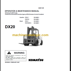 KOMATSU FG70 FG70T-8 OPERATION MANUAL