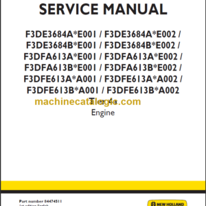 NEW HOLLAND F3DE3684A E001 SERVICE MANUAL