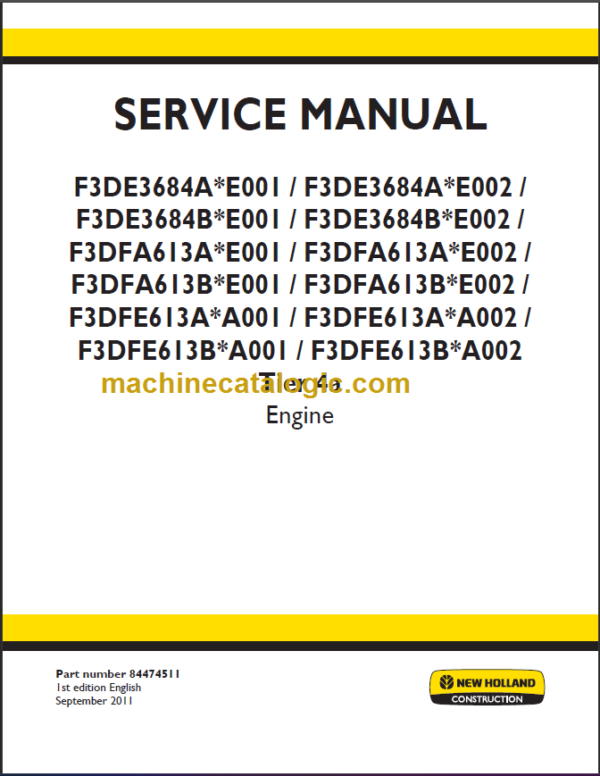 NEW HOLLAND F3DE3684A E001 SERVICE MANUAL
