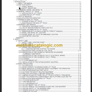 KOMATSU FG10(H) 15 18(H)-21 OPERATION MANUAL