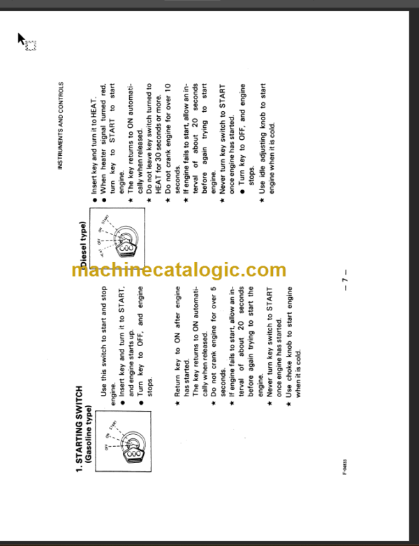 KOMATSU FD33S 35S 40S 35S 35Z 40Z OPERATION MANUAL