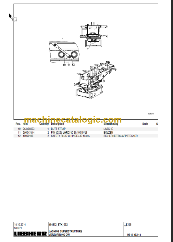 LIEBHERR HS855 HD PARTS CATALOGUE