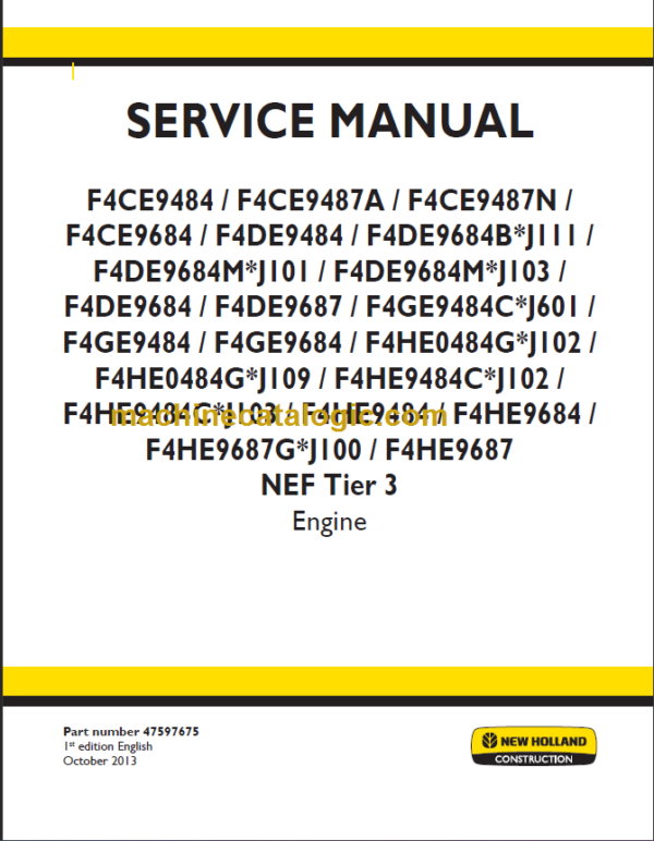 NEW HOLLAND F4CE9484 TIER 3 SERVICE MANUAL
