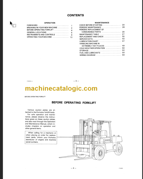 KOMATSU FD50 60 70-5 OPERATION MANUAL