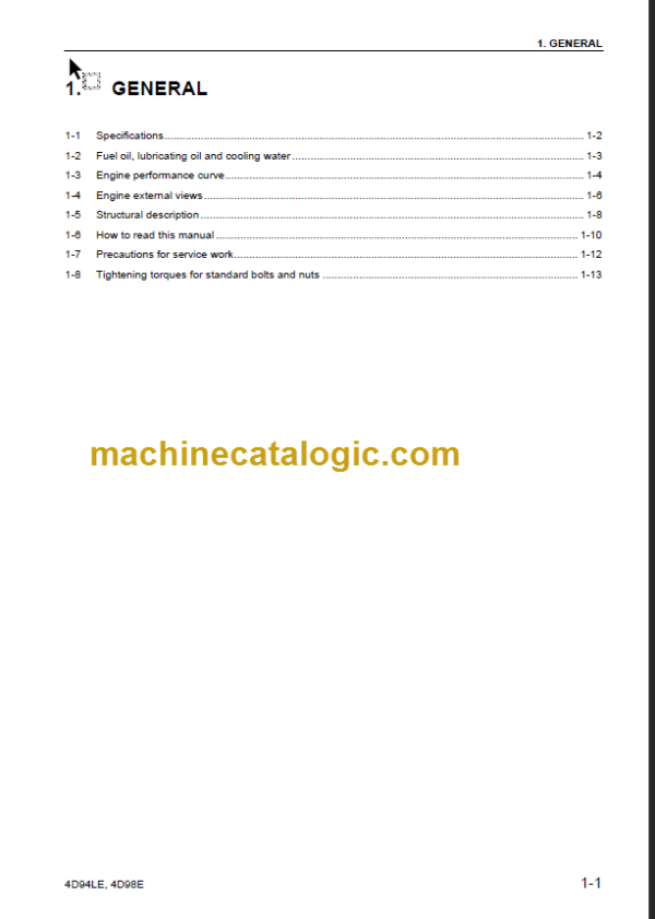 KOMATSU 4D94LE 4D98E SHOP MANUAL