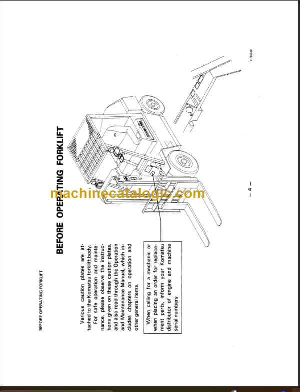 KOMATSU FG33S 35S 40S 45S OPERATION MANUAL