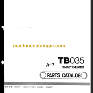 TAKEUCHI TB035 Compact Excavator Parts Manual